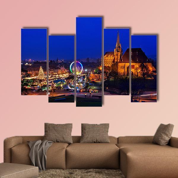 Erfurt Christmas Market Canvas Wall Art-5 Pop-Gallery Wrap-47" x 32"-Tiaracle