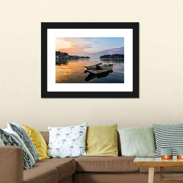 Erhai Lake China Canvas Wall Art-1 Piece-Framed Print-30" x 20"-Tiaracle
