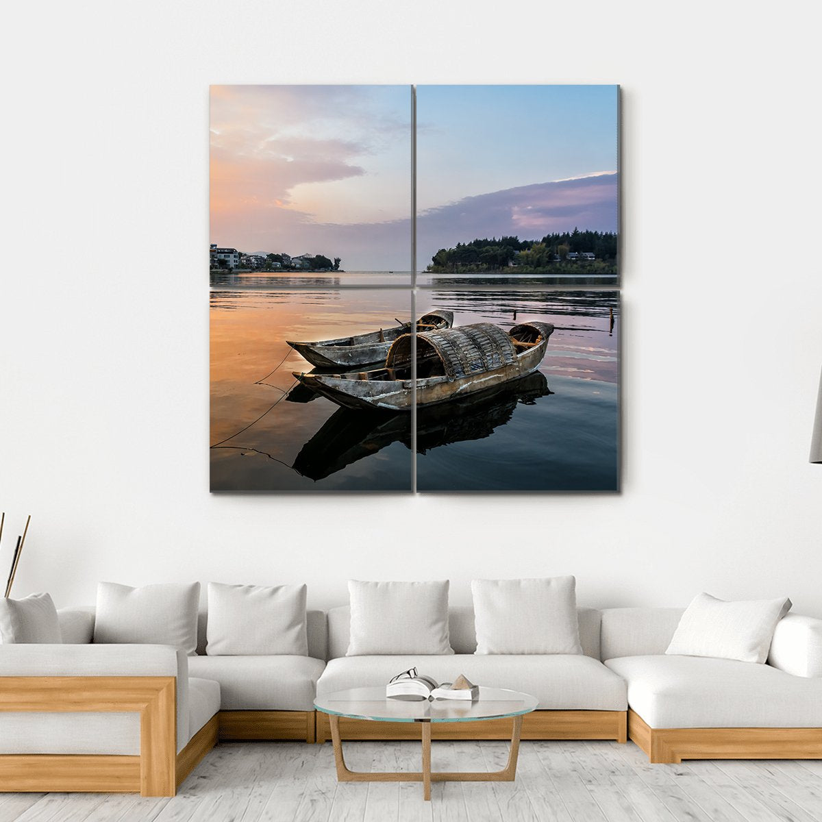 Erhai Lake China Canvas Wall Art-4 Square-Gallery Wrap-17" x 17"-Tiaracle