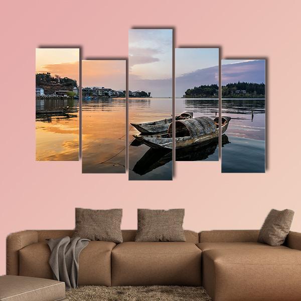 Erhai Lake China Canvas Wall Art-5 Pop-Gallery Wrap-47" x 32"-Tiaracle