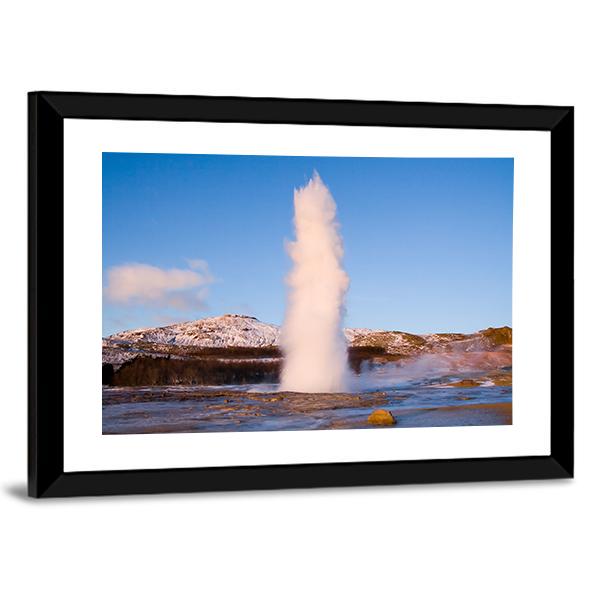 Erupting Geyser In Iceland Canvas Wall Art-3 Horizontal-Gallery Wrap-25" x 16"-Tiaracle