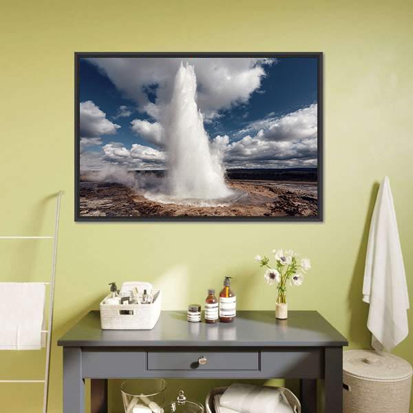 Eruption Of Strokkur Geyser Canvas Wall Art-5 Horizontal-Gallery Wrap-22" x 12"-Tiaracle