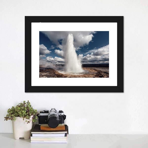 Eruption Of Strokkur Geyser Canvas Wall Art-5 Horizontal-Gallery Wrap-22" x 12"-Tiaracle