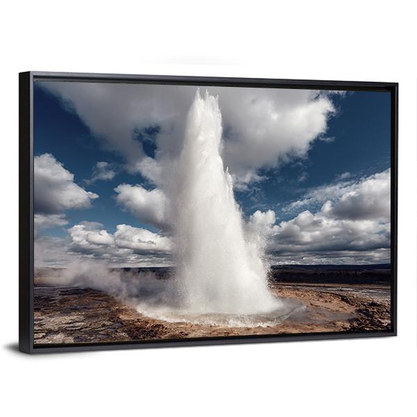 Eruption Of Strokkur Geyser Canvas Wall Art-5 Horizontal-Gallery Wrap-22" x 12"-Tiaracle