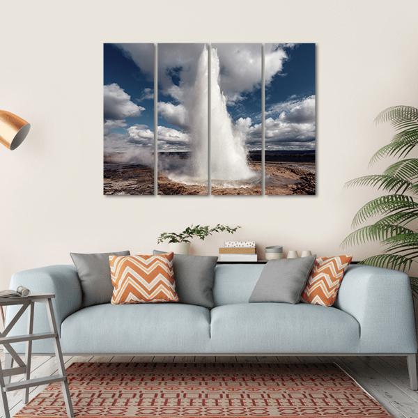 Eruption Of Strokkur Geyser Canvas Wall Art-4 Horizontal-Gallery Wrap-34" x 24"-Tiaracle