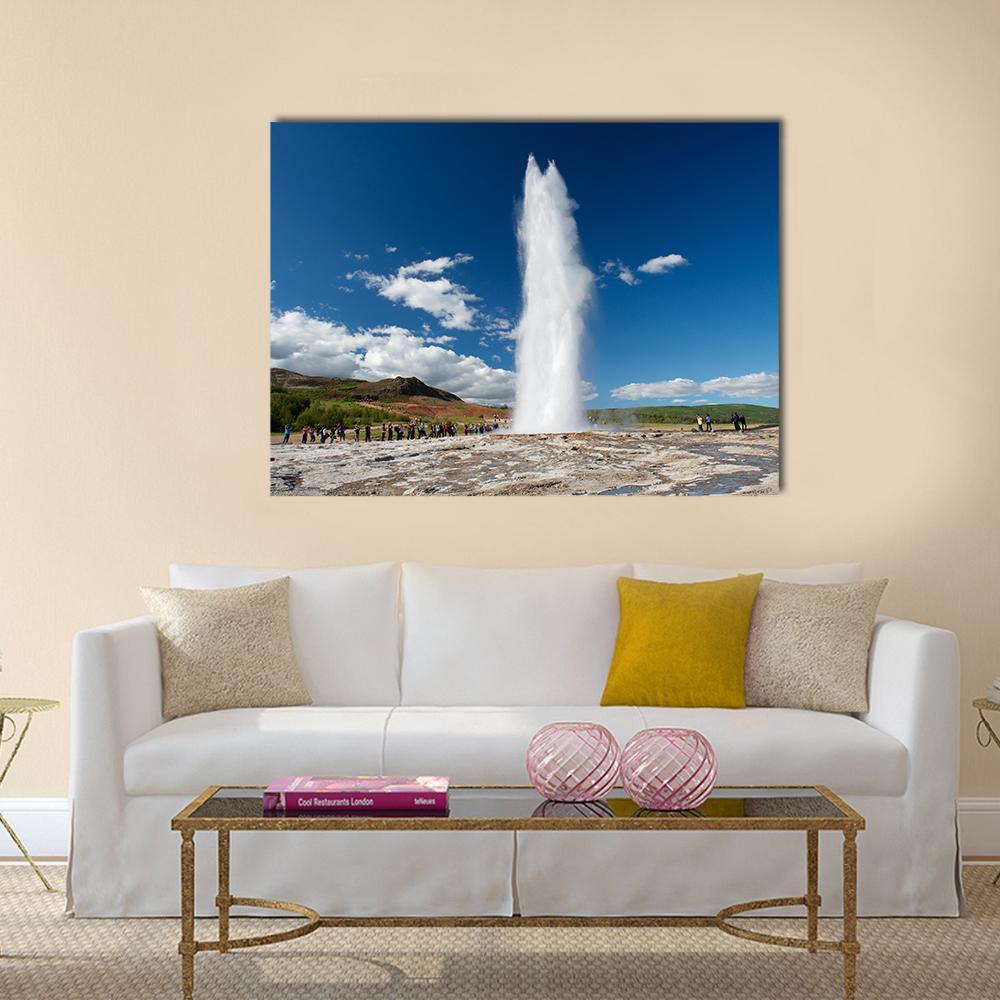 Eruption Of The Geyser Canvas Wall Art-1 Piece-Gallery Wrap-48" x 32"-Tiaracle