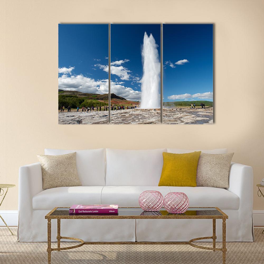 Eruption Of The Geyser Canvas Wall Art-3 Horizontal-Gallery Wrap-37" x 24"-Tiaracle