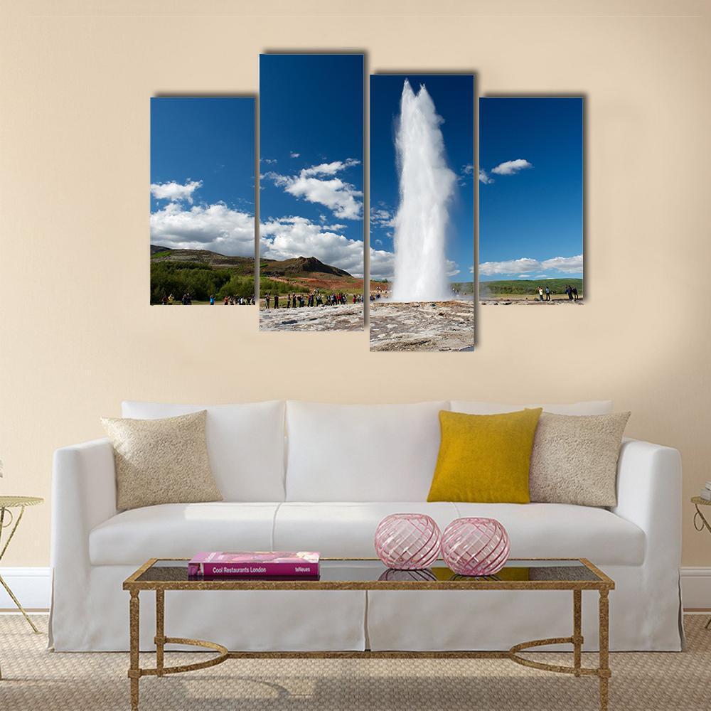 Eruption Of The Geyser Canvas Wall Art-4 Pop-Gallery Wrap-50" x 32"-Tiaracle