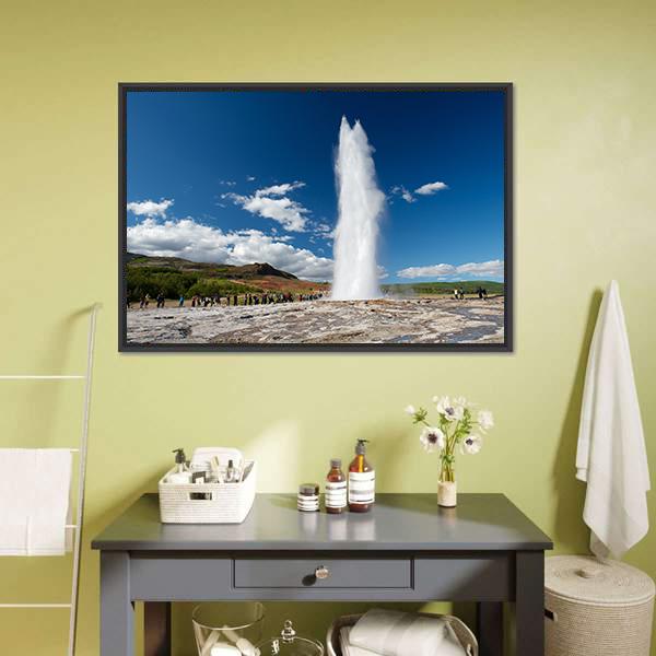 Eruption Of The Geyser Canvas Wall Art-3 Horizontal-Gallery Wrap-25" x 16"-Tiaracle