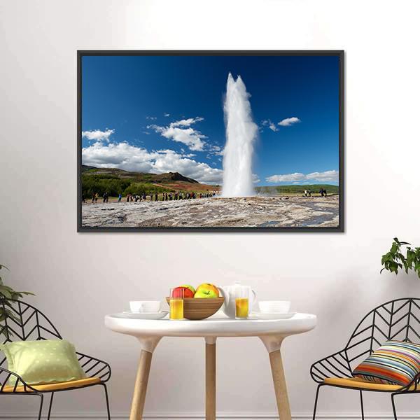 Eruption Of The Geyser Canvas Wall Art-1 Piece-Floating Frame-24" x 16"-Tiaracle