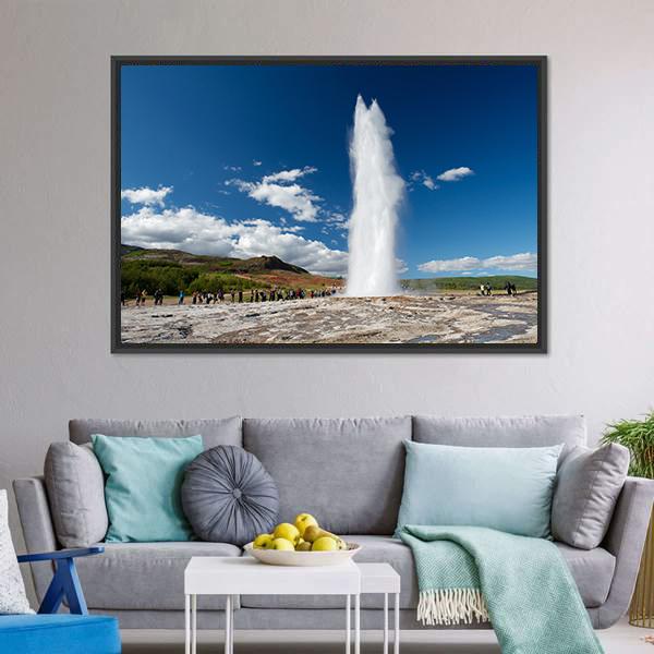 Eruption Of The Geyser Canvas Wall Art-3 Horizontal-Gallery Wrap-25" x 16"-Tiaracle