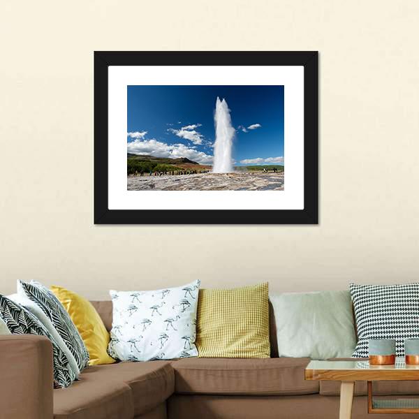 Eruption Of The Geyser Canvas Wall Art-1 Piece-Framed Print-20" x 16"-Tiaracle