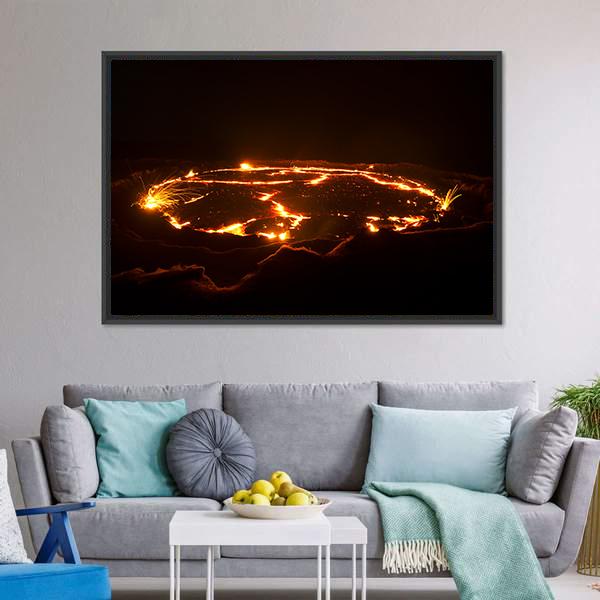 Eruption Of Volcano Erta Ale Panoramic Canvas Wall Art-1 Piece-36" x 12"-Tiaracle