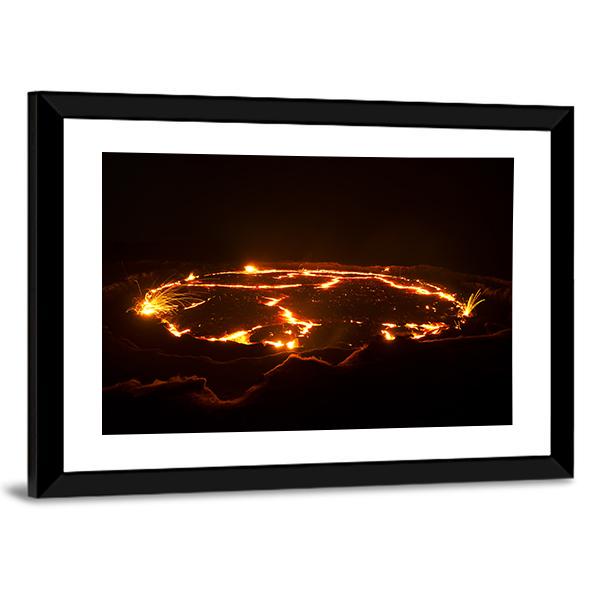 Eruption Of Volcano Erta Ale Panoramic Canvas Wall Art-1 Piece-36" x 12"-Tiaracle
