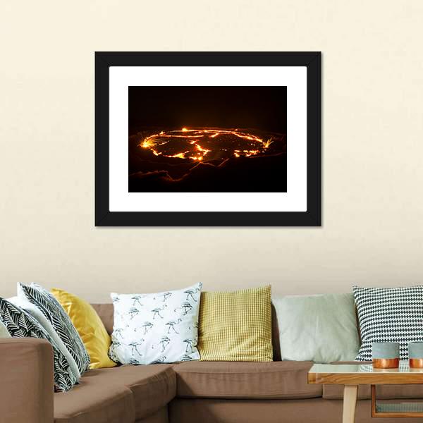 Eruption Of Volcano Erta Ale Panoramic Canvas Wall Art-1 Piece-36" x 12"-Tiaracle