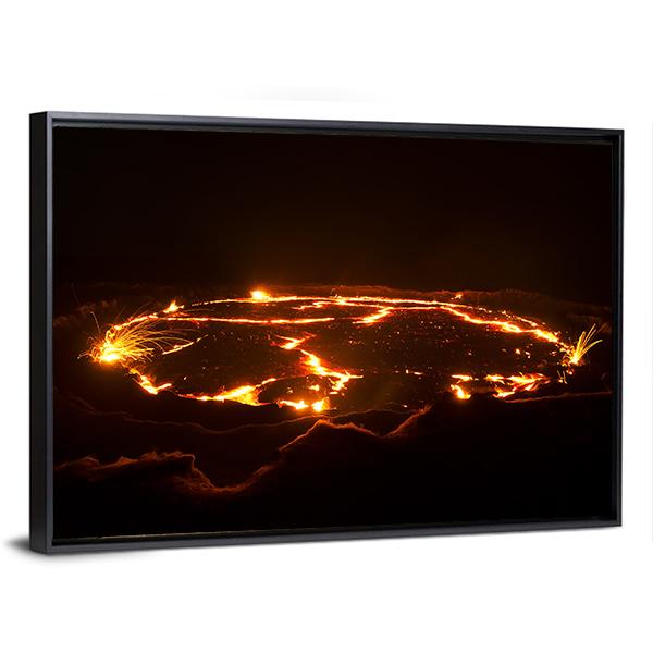 Eruption Of Volcano Erta Ale Panoramic Canvas Wall Art-1 Piece-36" x 12"-Tiaracle