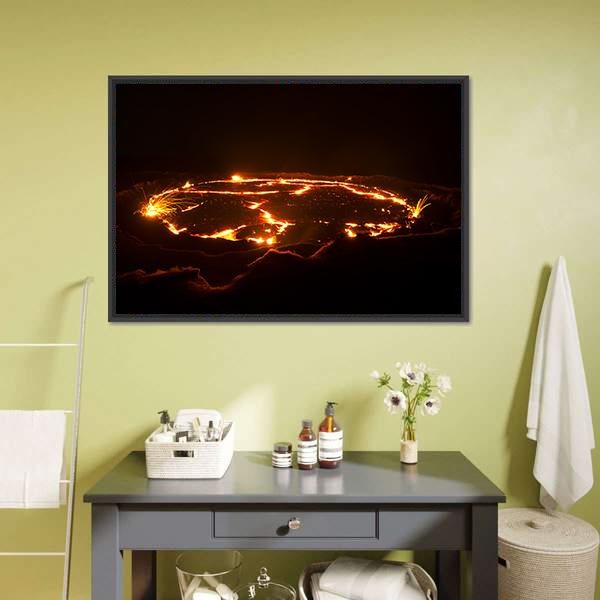 Eruption Of Volcano Erta Ale Panoramic Canvas Wall Art-1 Piece-36" x 12"-Tiaracle