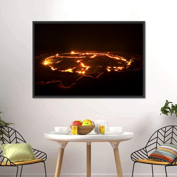 Eruption Of Volcano Erta Ale Panoramic Canvas Wall Art-1 Piece-36" x 12"-Tiaracle