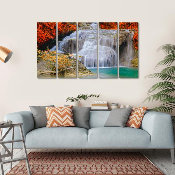 Erwan Waterfall Canvas Wall Art-5 Horizontal-Gallery Wrap-22" x 12"-Tiaracle