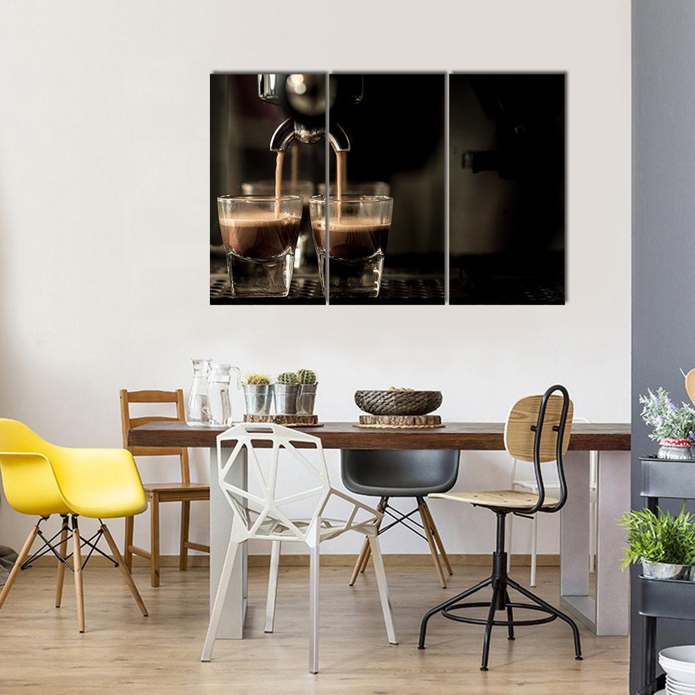 Espresso Coffee Canvas Wall Art-3 Horizontal-Gallery Wrap-37&quot; x 24&quot;-Tiaracle