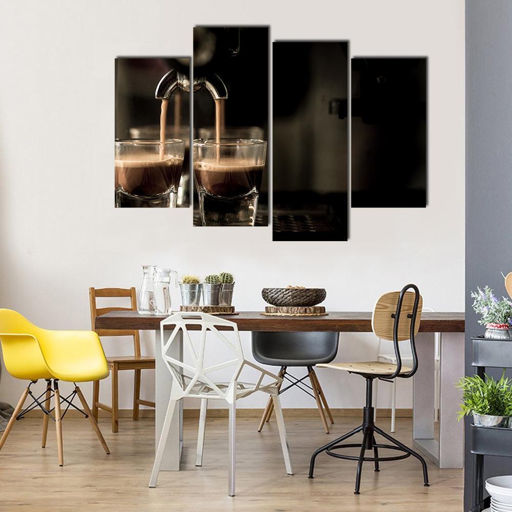 Espresso Coffee Canvas Wall Art-4 Pop-Gallery Wrap-50&quot; x 32&quot;-Tiaracle