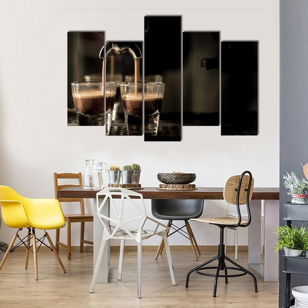 Espresso Coffee Canvas Wall Art-5 Pop-Gallery Wrap-47&quot; x 32&quot;-Tiaracle