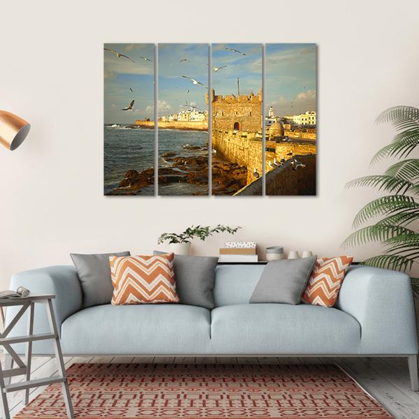 Essaouira Fortress Morocco Canvas Wall Art-4 Horizontal-Gallery Wrap-34" x 24"-Tiaracle