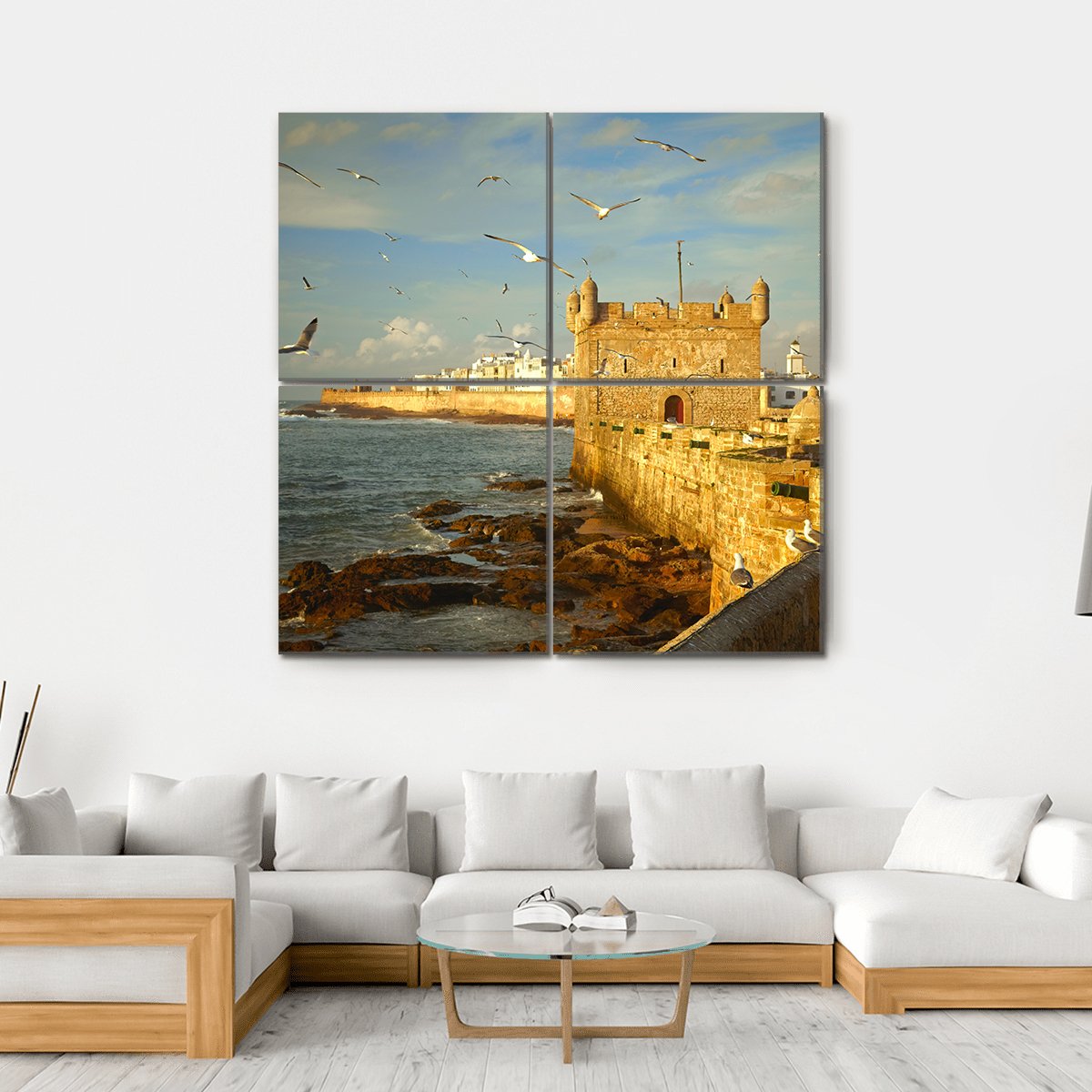 Essaouira Fortress Morocco Canvas Wall Art-4 Square-Gallery Wrap-17" x 17"-Tiaracle