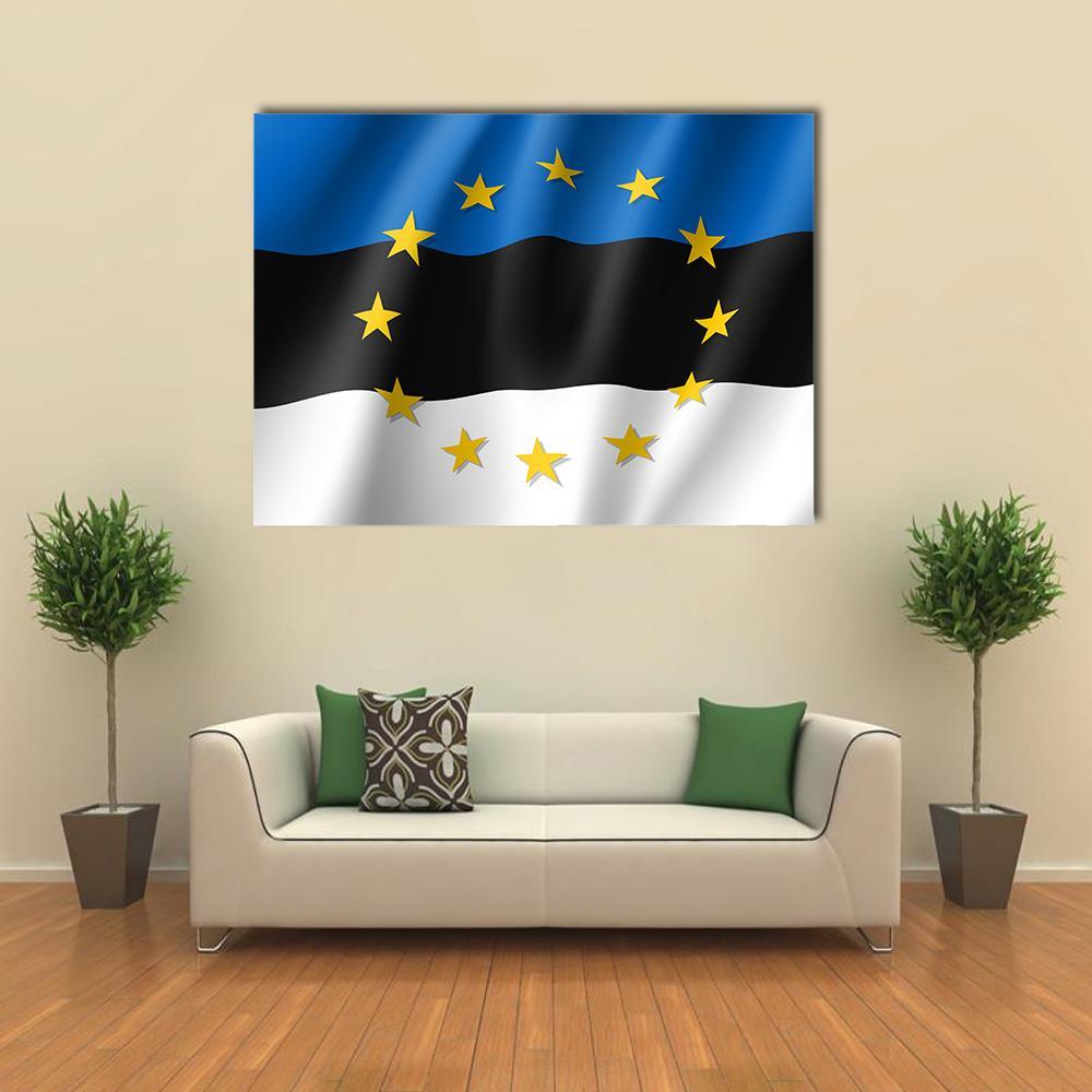 Estonia National Flag Canvas Wall Art-1 Piece-Gallery Wrap-36" x 24"-Tiaracle