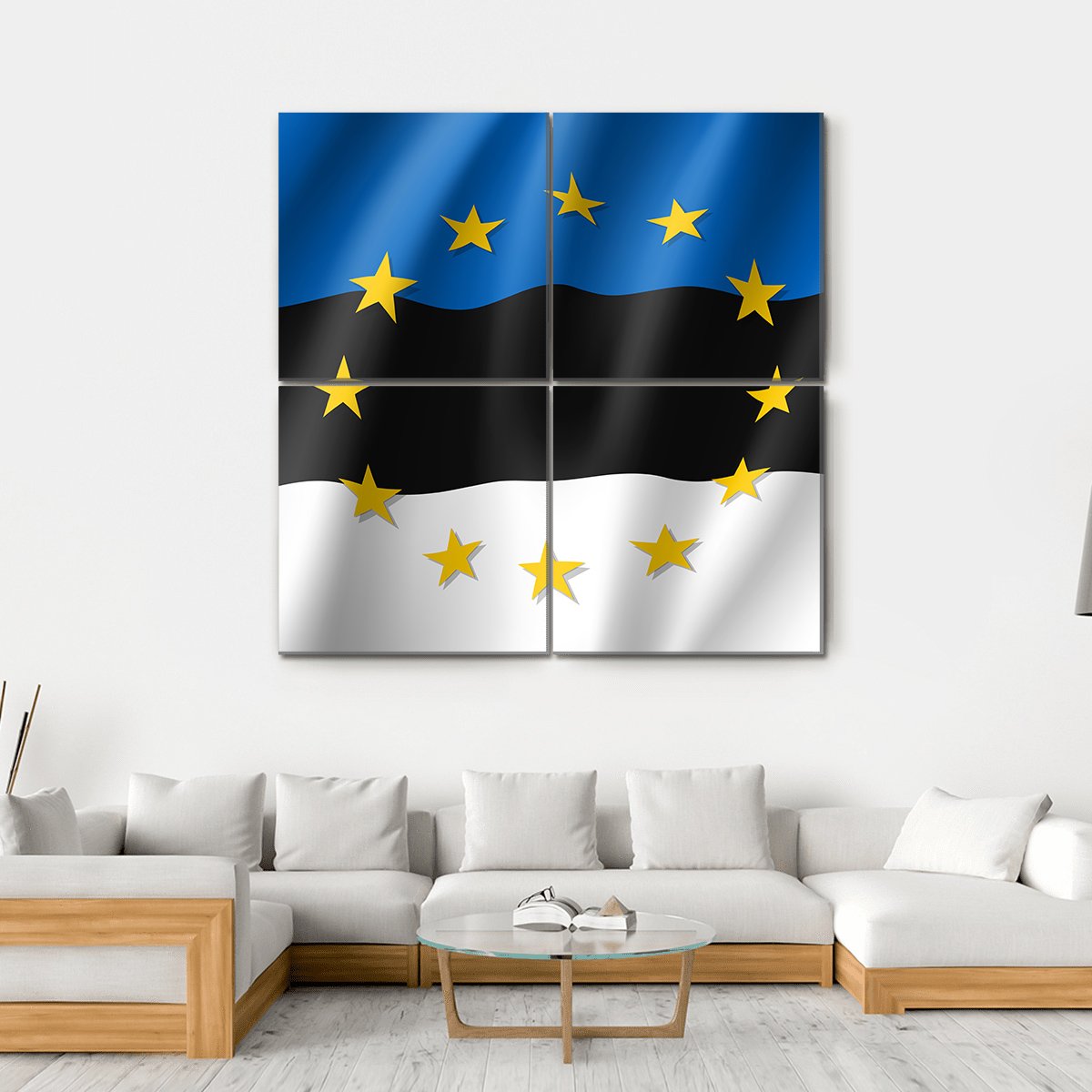 Estonia National Flag Canvas Wall Art-4 Square-Gallery Wrap-17" x 17"-Tiaracle