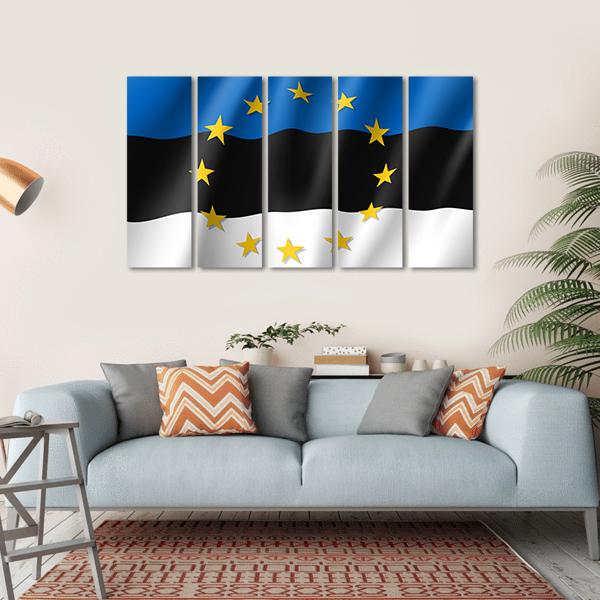 Estonia National Flag Canvas Wall Art-5 Horizontal-Gallery Wrap-22" x 12"-Tiaracle