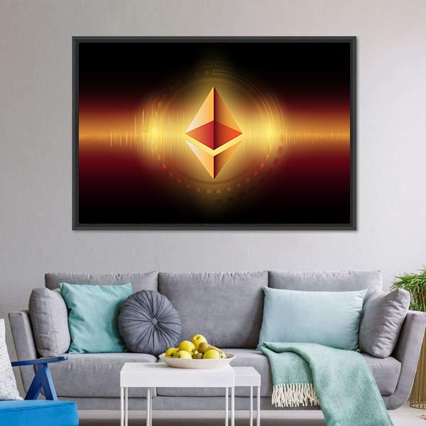 Ethereum Symbol Concept Canvas Wall Art-3 Horizontal-Gallery Wrap-25" x 16"-Tiaracle