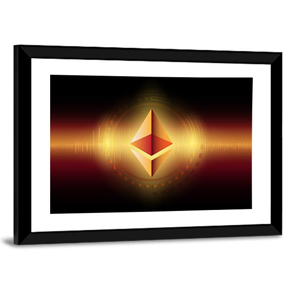 Ethereum Symbol Concept Canvas Wall Art-3 Horizontal-Gallery Wrap-25" x 16"-Tiaracle