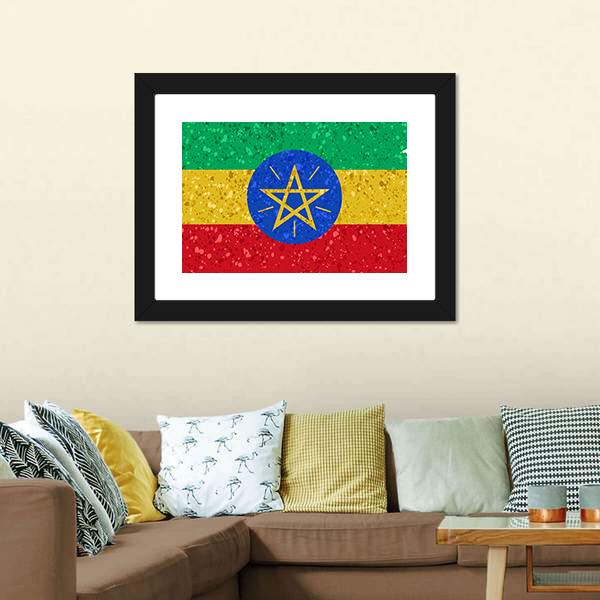 Ethiopian Flag Canvas Wall Art-1 Piece-Framed Print-20&quot; x 16&quot;-Tiaracle