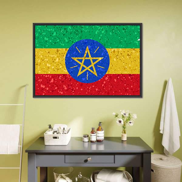 Ethiopian Flag Canvas Wall Art-5 Horizontal-Gallery Wrap-22&quot; x 12&quot;-Tiaracle