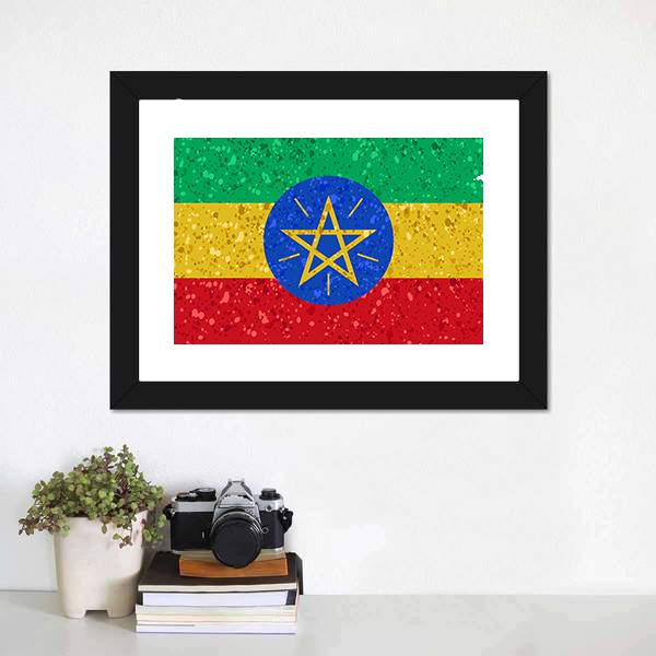 Ethiopian Flag Canvas Wall Art-5 Horizontal-Gallery Wrap-22&quot; x 12&quot;-Tiaracle