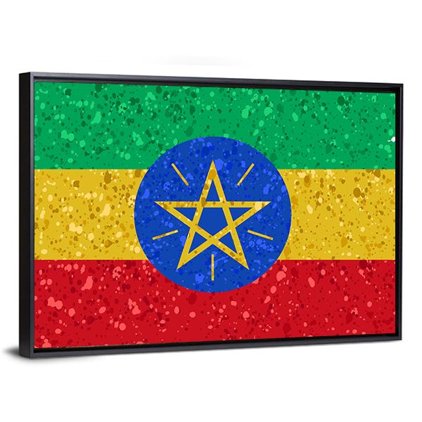 Ethiopian Flag Canvas Wall Art-5 Horizontal-Gallery Wrap-22&quot; x 12&quot;-Tiaracle