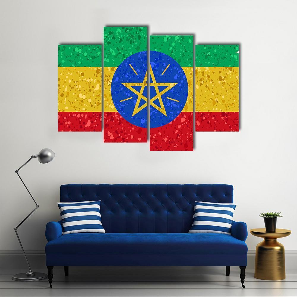 Ethiopian Flag Canvas Wall Art-4 Pop-Gallery Wrap-50" x 32"-Tiaracle