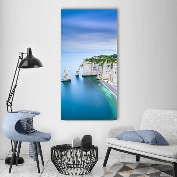 The Aval Cliff Vertical Canvas Wall Art-3 Vertical-Gallery Wrap-12" x 25"-Tiaracle