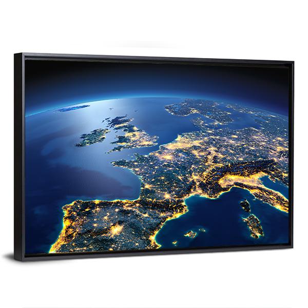 Planet Earth Night View Canvas Wall Art-3 Horizontal-Gallery Wrap-25&quot; x 16&quot;-Tiaracle