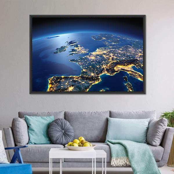 Planet Earth Night View Canvas Wall Art-3 Horizontal-Gallery Wrap-25" x 16"-Tiaracle