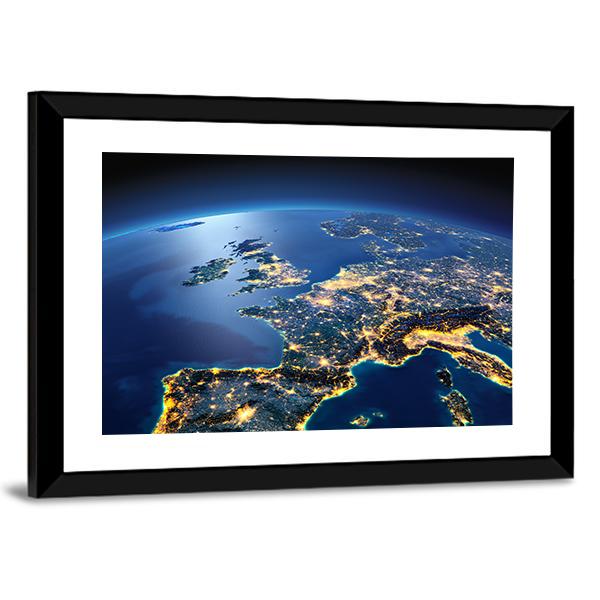 Planet Earth Night View Canvas Wall Art-3 Horizontal-Gallery Wrap-25&quot; x 16&quot;-Tiaracle