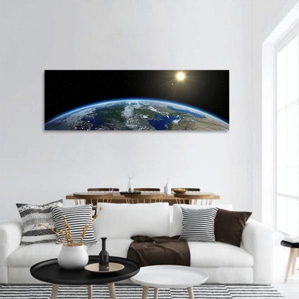 Europe From Satellite Panoramic Canvas Wall Art-3 Piece-25" x 08"-Tiaracle