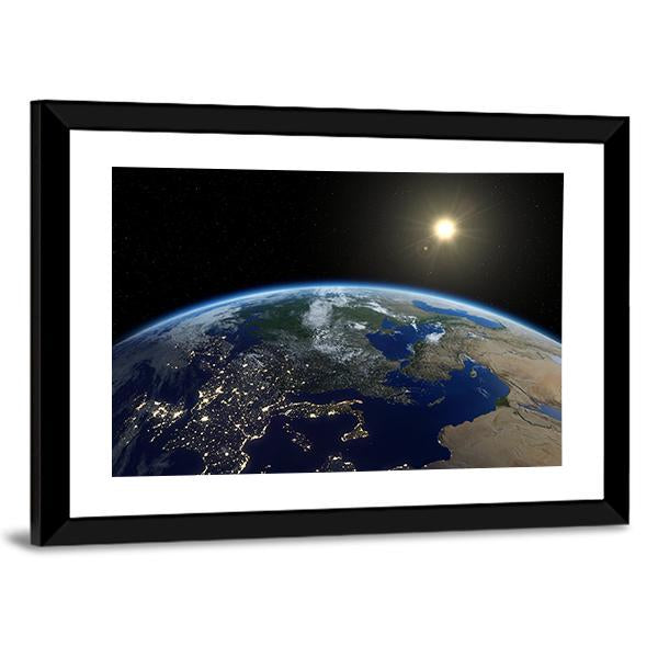 Europe From Satellite Panoramic Canvas Wall Art-1 Piece-36" x 12"-Tiaracle