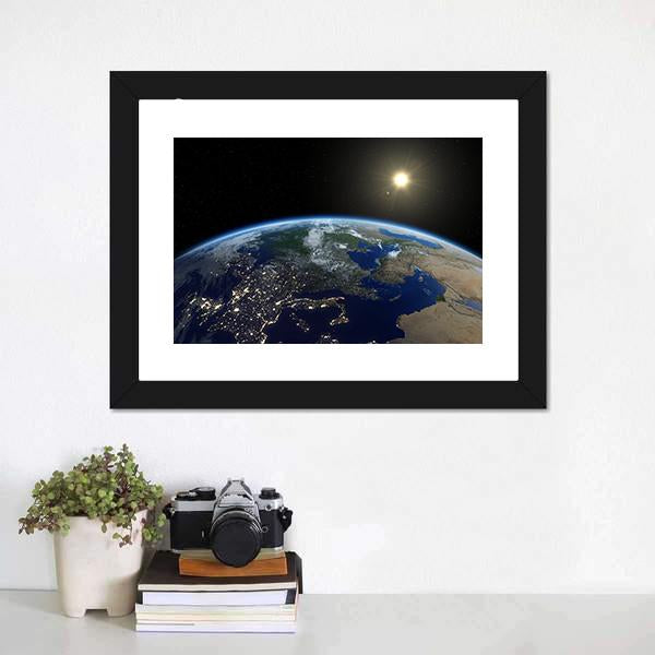 Europe From Satellite Panoramic Canvas Wall Art-1 Piece-36" x 12"-Tiaracle