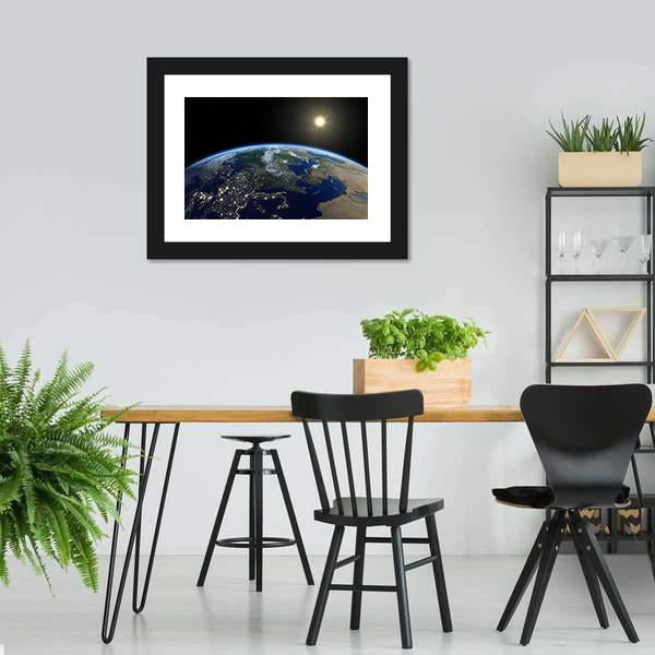 Europe From Satellite Panoramic Canvas Wall Art-1 Piece-36" x 12"-Tiaracle