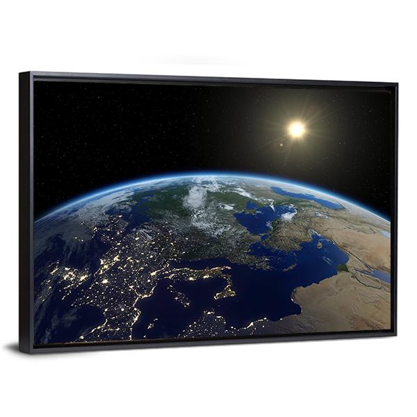 Europe From Satellite Panoramic Canvas Wall Art-1 Piece-36" x 12"-Tiaracle
