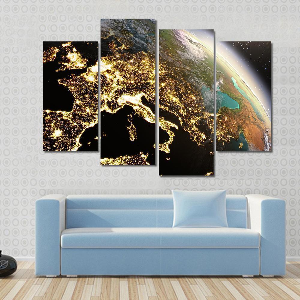 Europe From Space At Night Canvas Wall Art Tiaracle