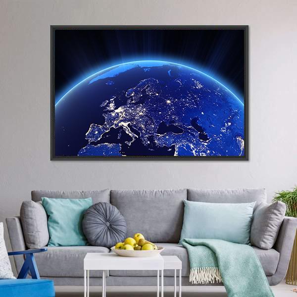 Europe From Space Canvas Wall Art-5 Horizontal-Gallery Wrap-22" x 12"-Tiaracle