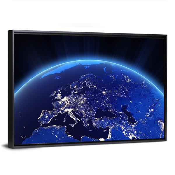 Europe From Space Canvas Wall Art-5 Horizontal-Gallery Wrap-22" x 12"-Tiaracle